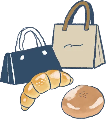 バッグとパンのイラスト