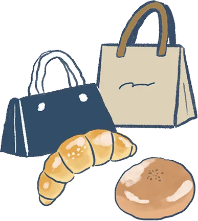 バッグとパンのイラスト