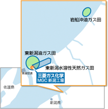 地図：新潟工場とガス田